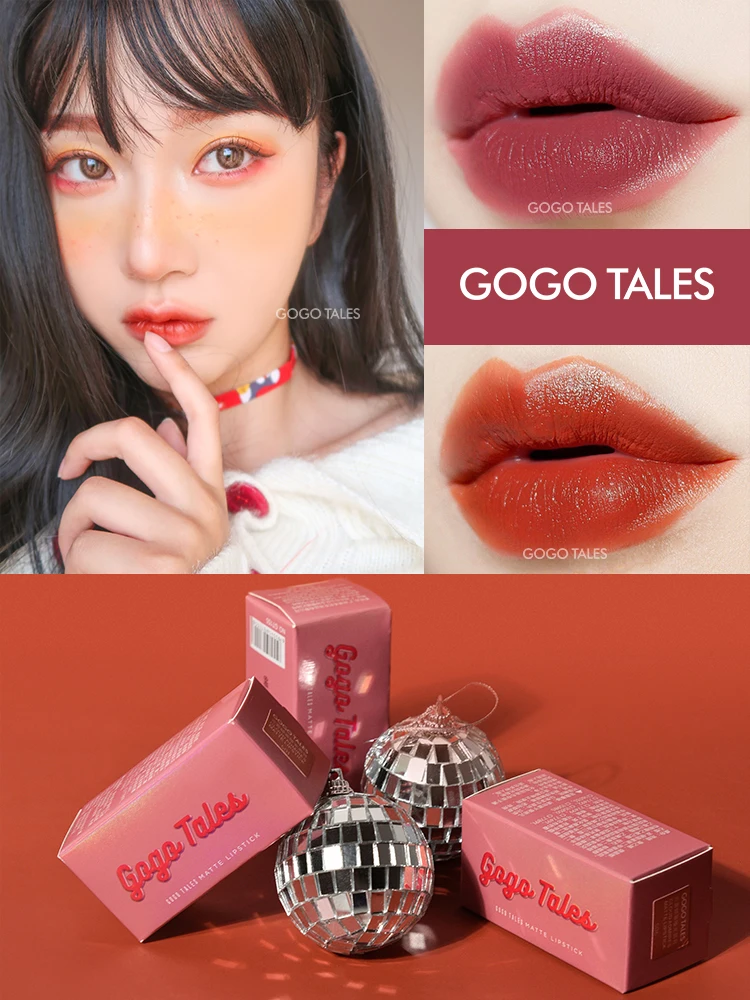 Gogo tales бархатная матовая помада карандаш с зеркалом мягкий резной крем для губ