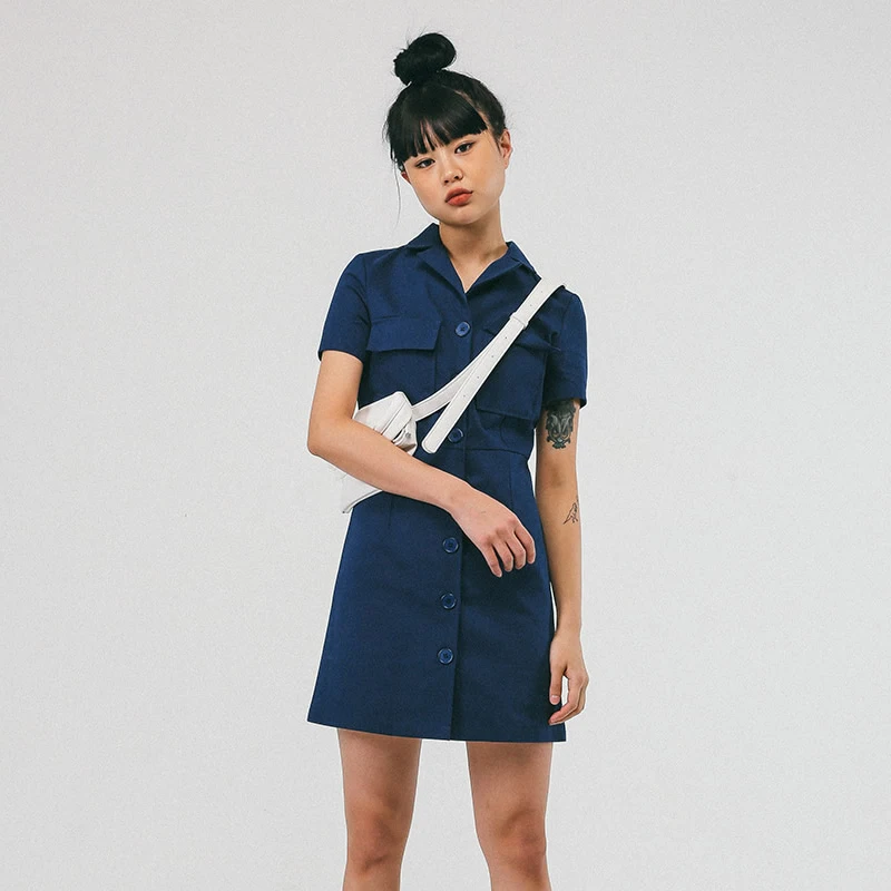 Платье рубашка женское на пуговицах с коротким рукавом и карманами|Женские