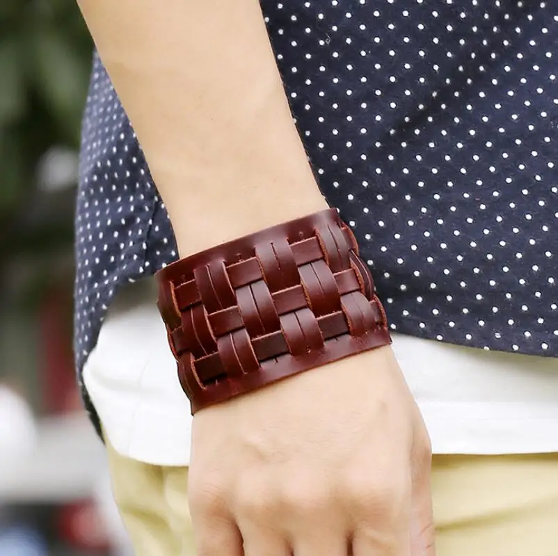 

Fashion Braid Leather Wrap Chain Bracelet Jewelry Vintage Men Rope Bracelets Wholesale Punk Style Wristband Multilayer