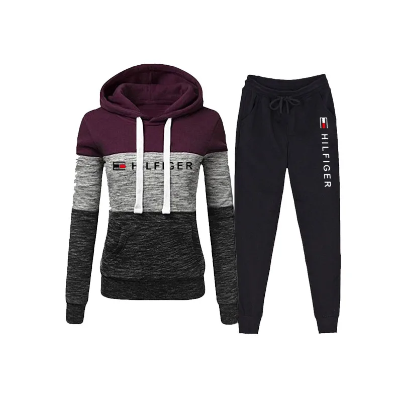 

Women's Three-color Stitching Hoodie And Casual Trousers Two-Piece Spring And Autumn Women's Tracksuit Set Women's Clothing
