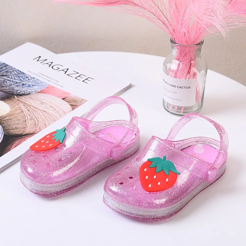 Детские сандалии с рисунком клубники ананаса банана для девочек двойной звездой