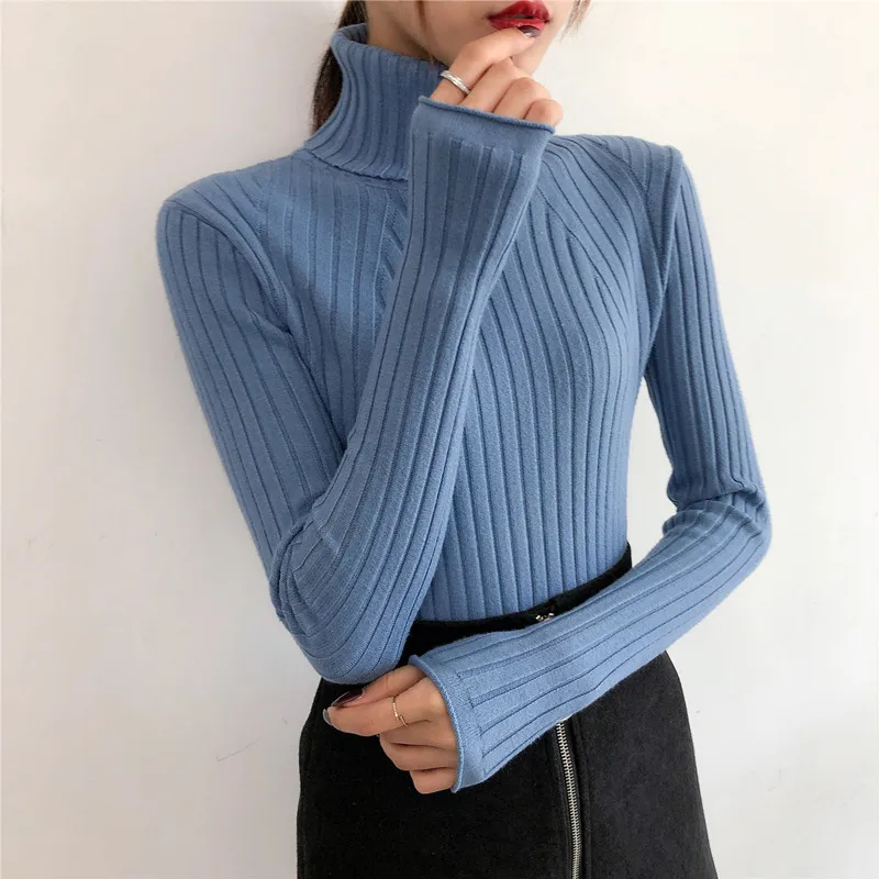 

Sweater Women Fashion Cashmere Knit Jacket Turtleneck Solid Slim High Waist Pullovers Coat Female Raglan Sleeve Knit Sweater