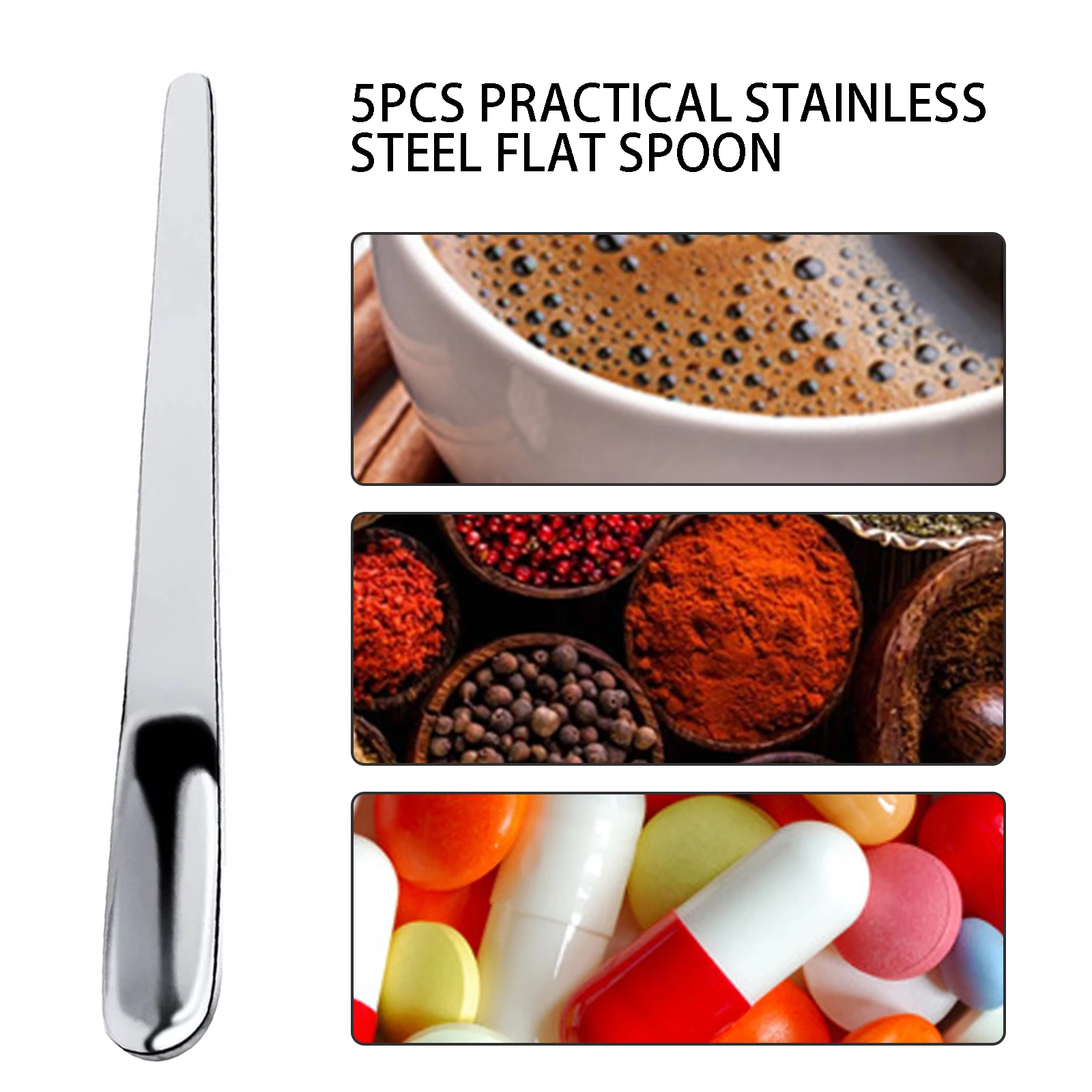5 шт. QueenTime Кофе ложка Нержавеющая сталь плоская для десерт маленькая Совок