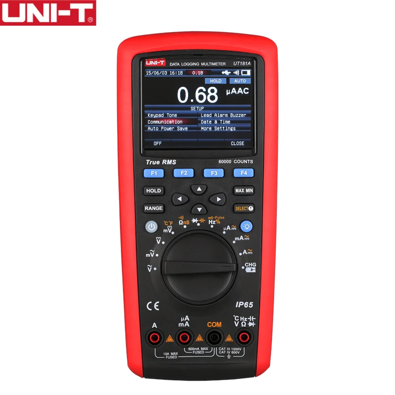 

UNI-T UT181A True RMS Datalogging Multimeter Digital Display Tester IP65 Waterproof Smart Software Trend Capture Function