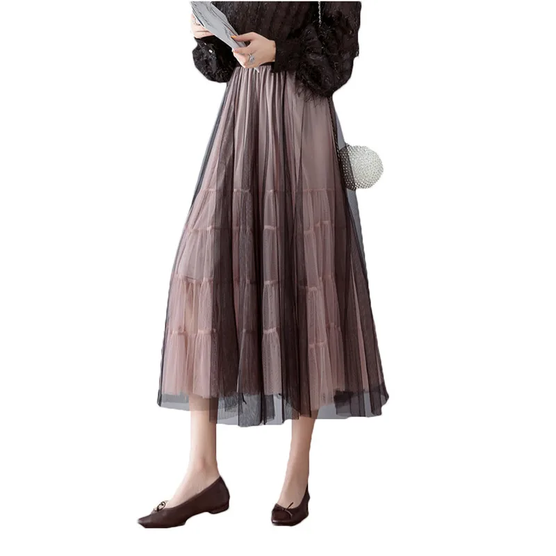 

Yarn Skirt Women's Clothing Half-length Skirt 2022 Spring Summer New High Waist Puffy Mesh Streamer A-line Umbrella Skirts 218A