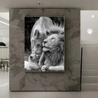 Панно на холсте с изображением африканских Львов черно-белых животных, плакаты и принты, настенные художественные картины для украшения гостиной и дома