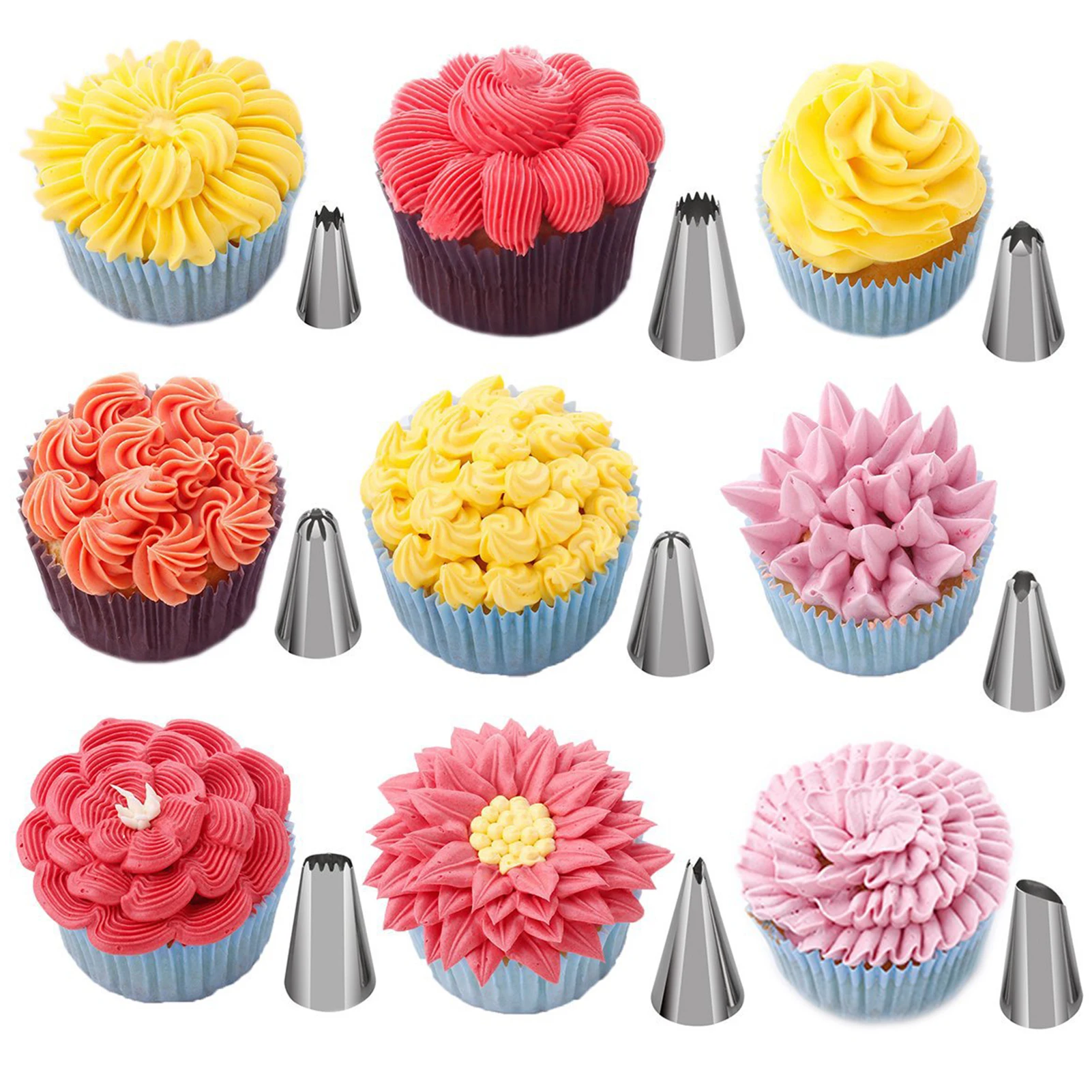 

66Pcs Stainless Steel Nozzle Reusable TPU Pastry Bag Pastry Icing Pipe Nozzle Russian Pastry Decoration Skills Cake Baking Tools