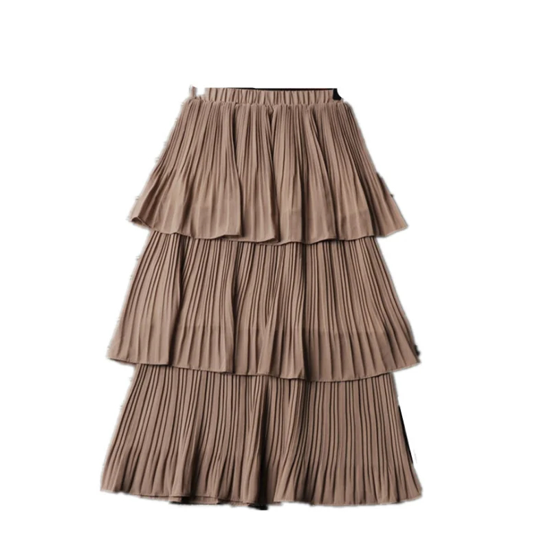 Юбка женская плиссированная с завышенной талией модная шифоновая длинная