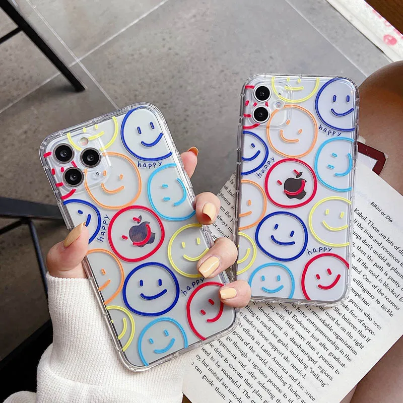 Чехол для Телефона iPhone 12 Mini 7 8 Plus X XS XR XSMax 11 Pro Max чехол с забавным улыбающимся лицом