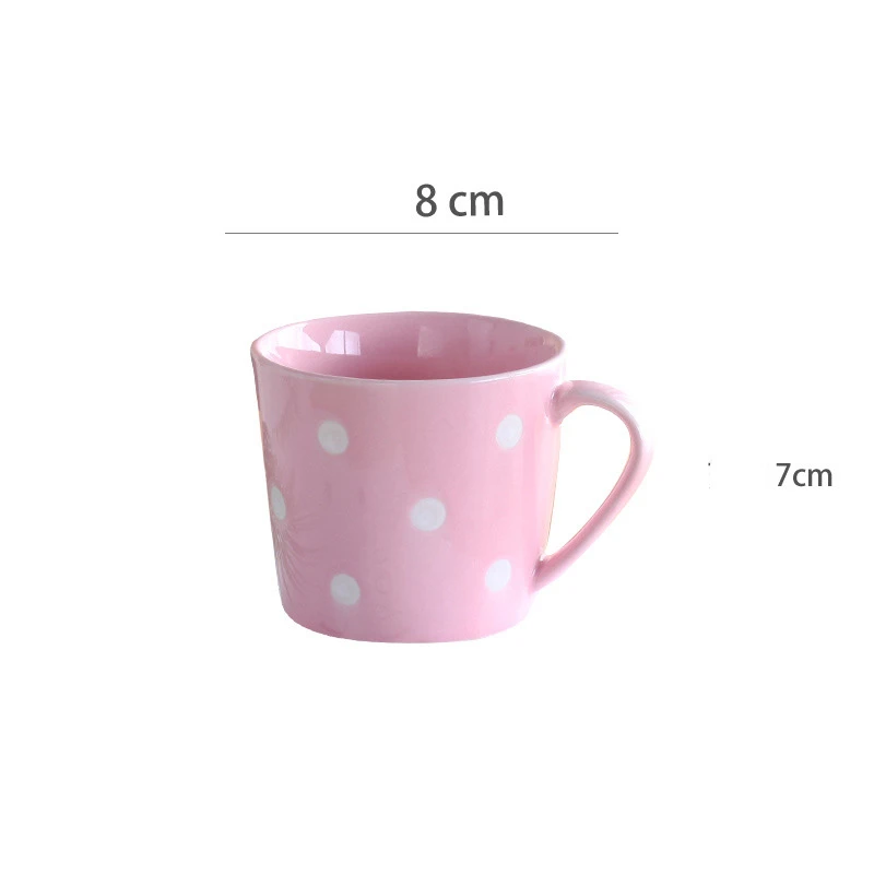 

Cute 200ml Polka Dot Coffee Mugs Milk Cup Ceramic Creative Juice Water Trophy Home Drinkwares Red Pink