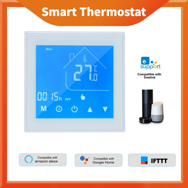 

WiFi Smart Thermostat Temperature Controller LCD Display Week Programmable for Water/Gas Boiler Ewelink for Alexa Google Home