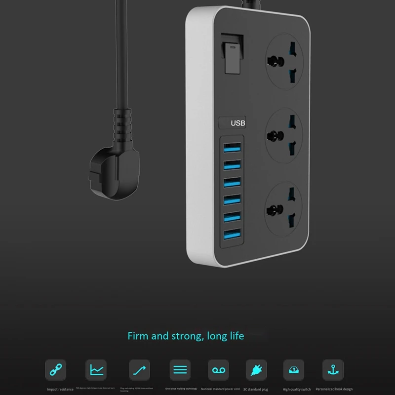 Офисная с линейным переключателем дорожная розетка питания несколькими