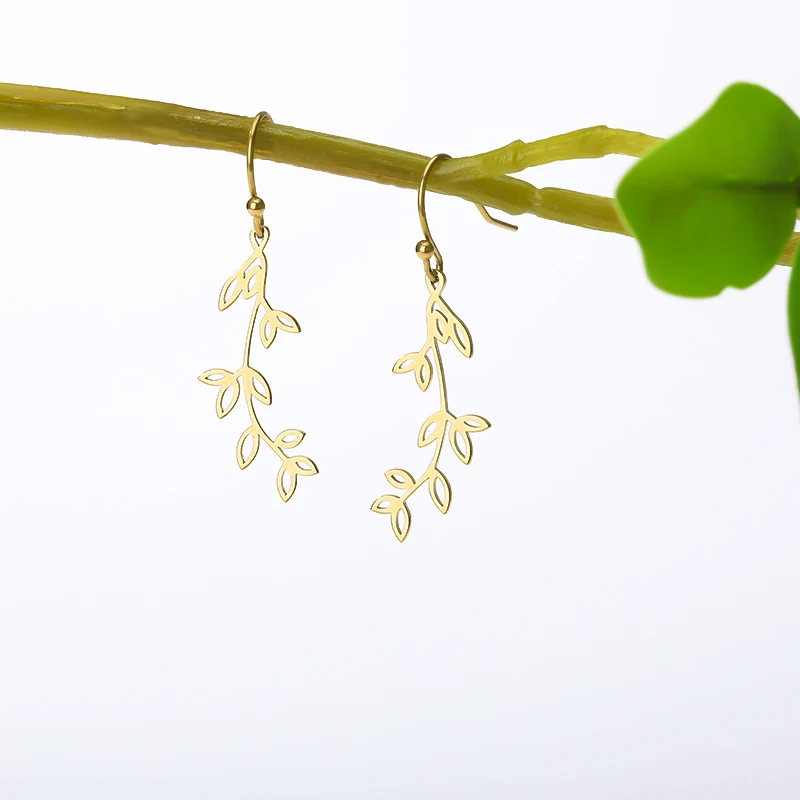 Богемные серьги с листьями неправильной формы модные шикарные сшитые длинные