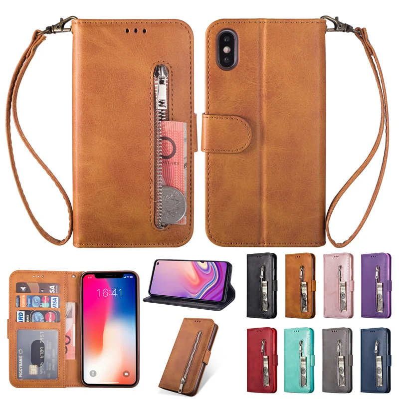 Роскошный качественный чехол-книжка на молнии для iPhone 11 Pro XS Max XR X 8 7 6S 6 Plus, кожаный чехол-книжка с магнитной застежкой
