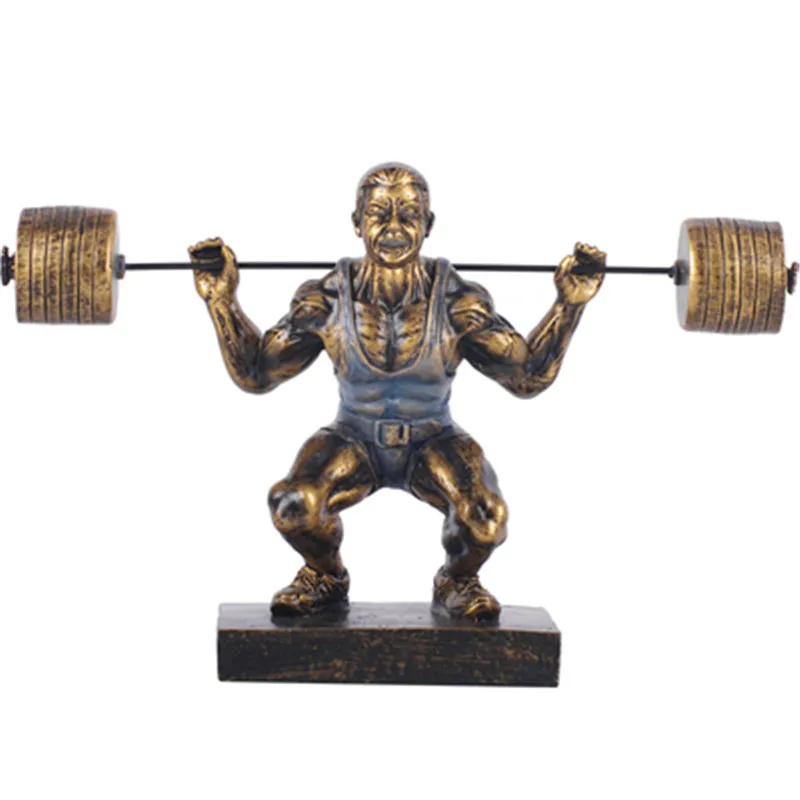

Fancy Cool Creative Crafts Retro Weightlifter Resin Statue Office Living Room Entrance Home Decor Ornaments