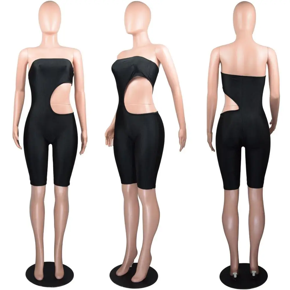 Без бретелек талия Выдалбливают твердые сексуальные комбинезоны для женщин Slash