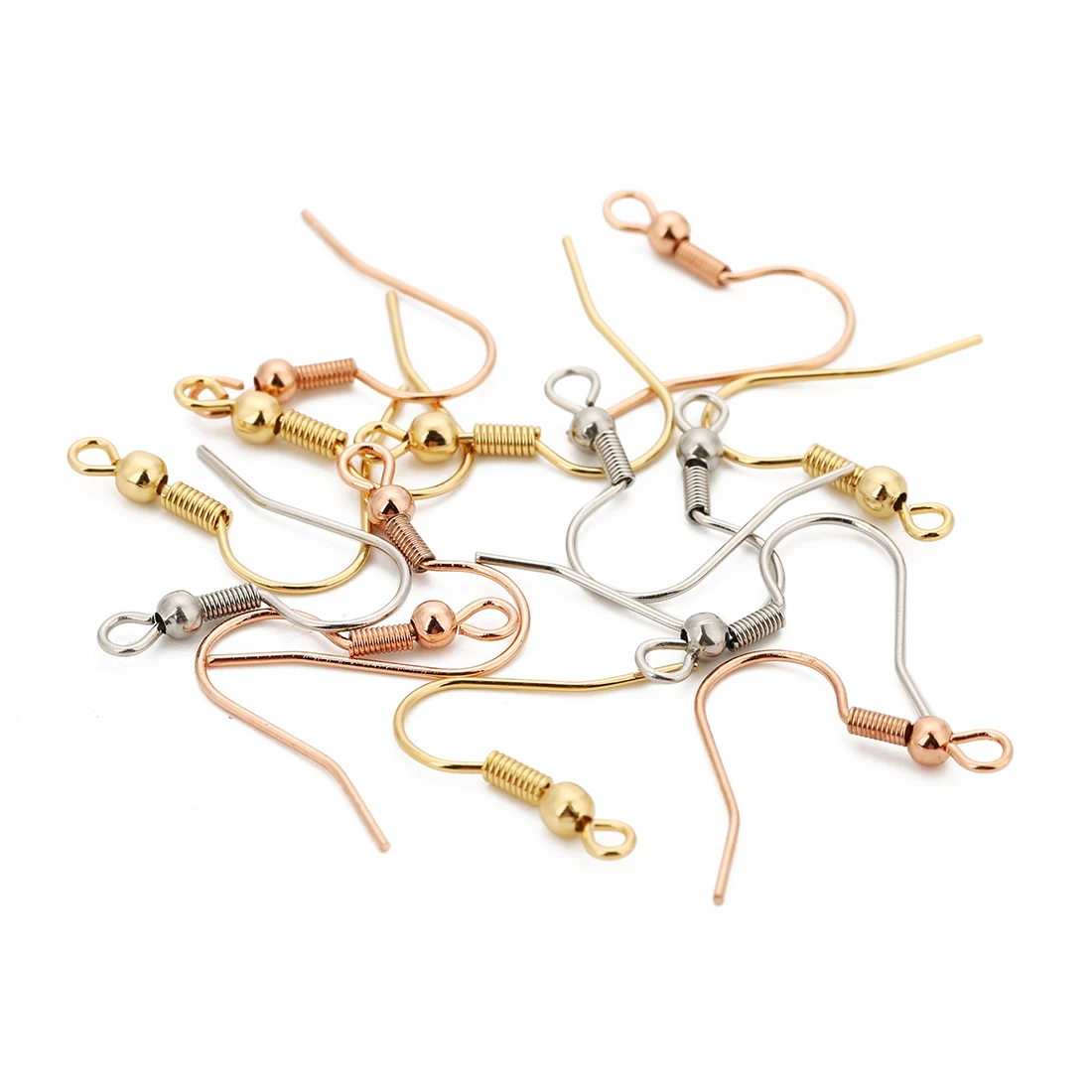

50pcs/lot Stainless Steel Gold Silver Rose Gold Color Earring Hooks Hypo-Allergenic Ear Wire Fishhook with Ball Jewelry Findings