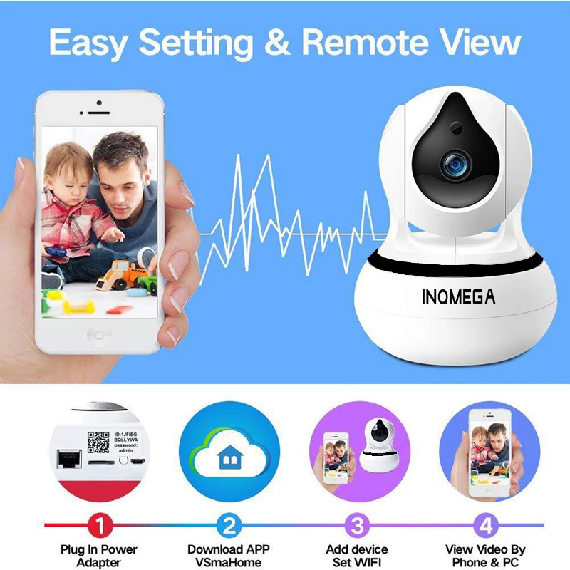 INQMEMA Home Security IP Camera Wi-Fi 1080P 720P Wireless Network CCTV Surveillance P2P Night Vision Baby Monitor | Безопасность и
