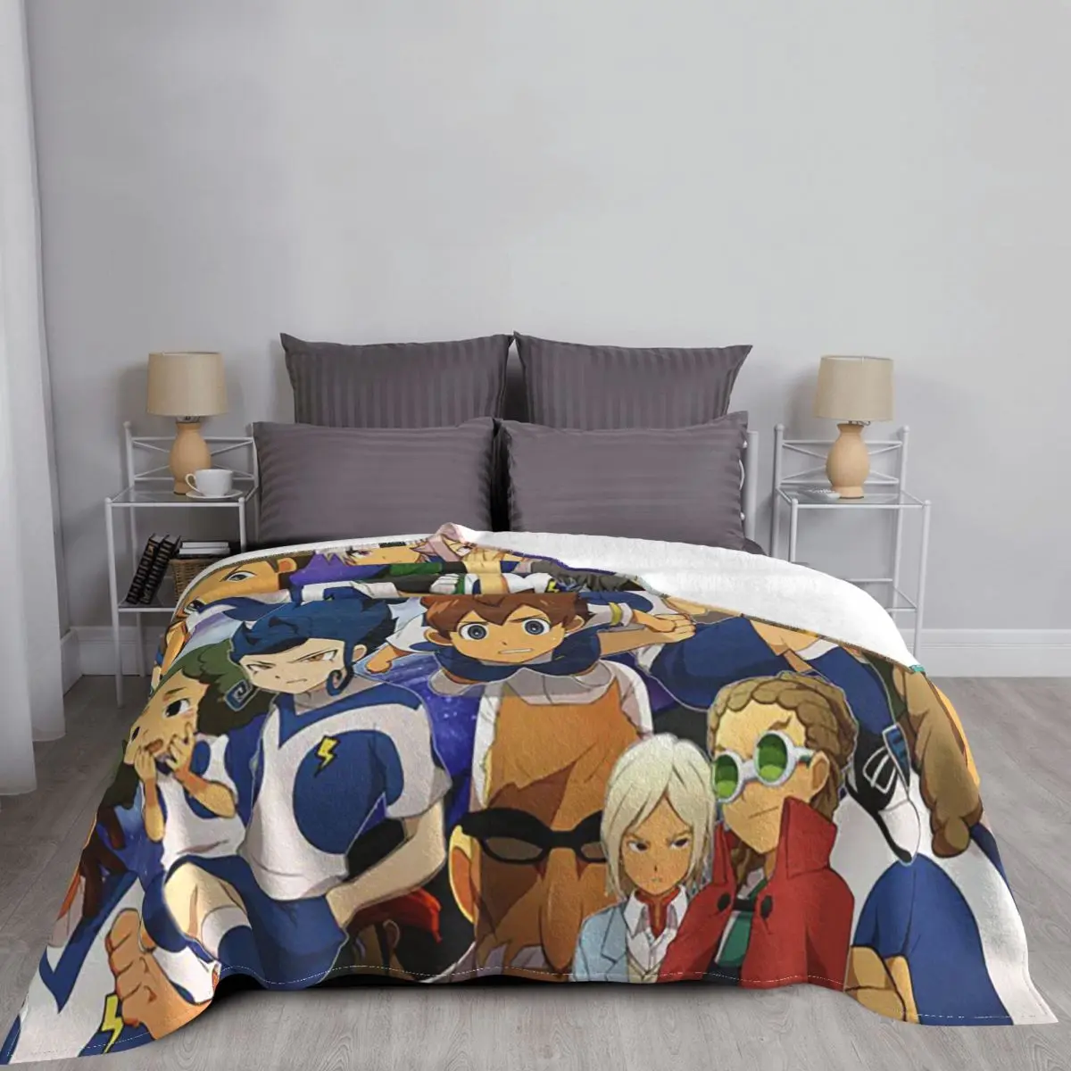Одеяло Inazuma Eleven флисовое портативное супермягкое покрывало для постельного