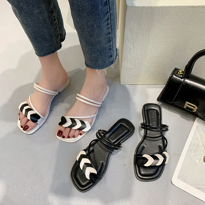 

Shoes Slippers Casual Lady Slides Slipers Women Luxury Girl Flat Summer 2021 PU Rubber Scandals Fashion Rome Basic Shoes Lady Sl