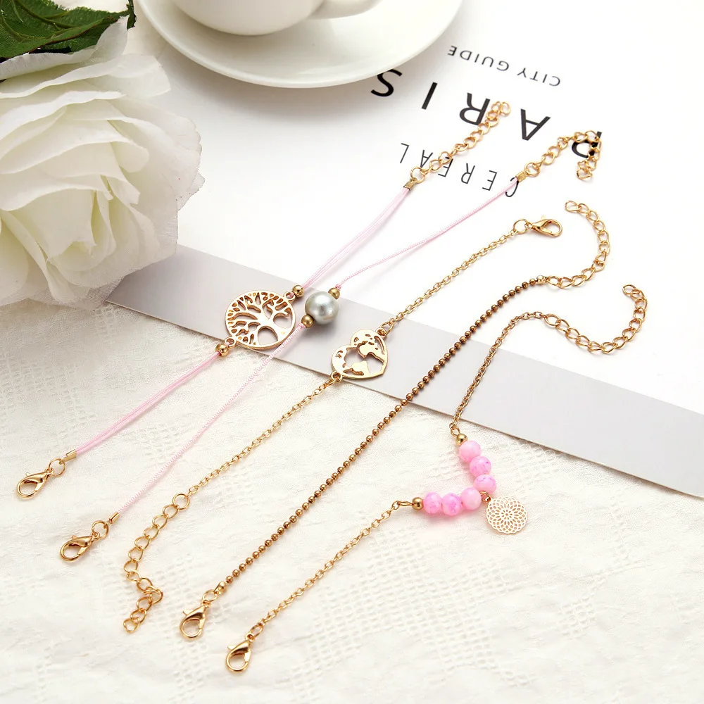 Boho Rose карта браслеты и браслеты для женщин богемный круглый бисерный очаровательный браслет набор модные Многослойные аксессуары Bijoux