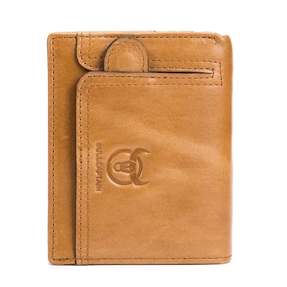 Light Brown 01 BULLCAPTAIN мужской кошелек из воловьей кожи, кошелек для монет, сумка для мужчин, брендовый дизайнерский клатч, кожаная сумка для денег, держатель для карт, мужские кошельки, кошелек, Новинка - Цвет: Light Brown 01