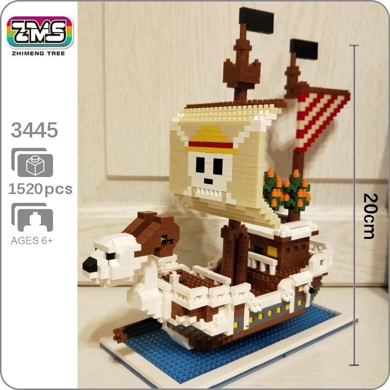 

ZMS One Piece Pirates Ship 3D Model Luffy Going Merry Boat Building Blocks DIY Mini Diamond Bricks Toy for Boys Children Gifts