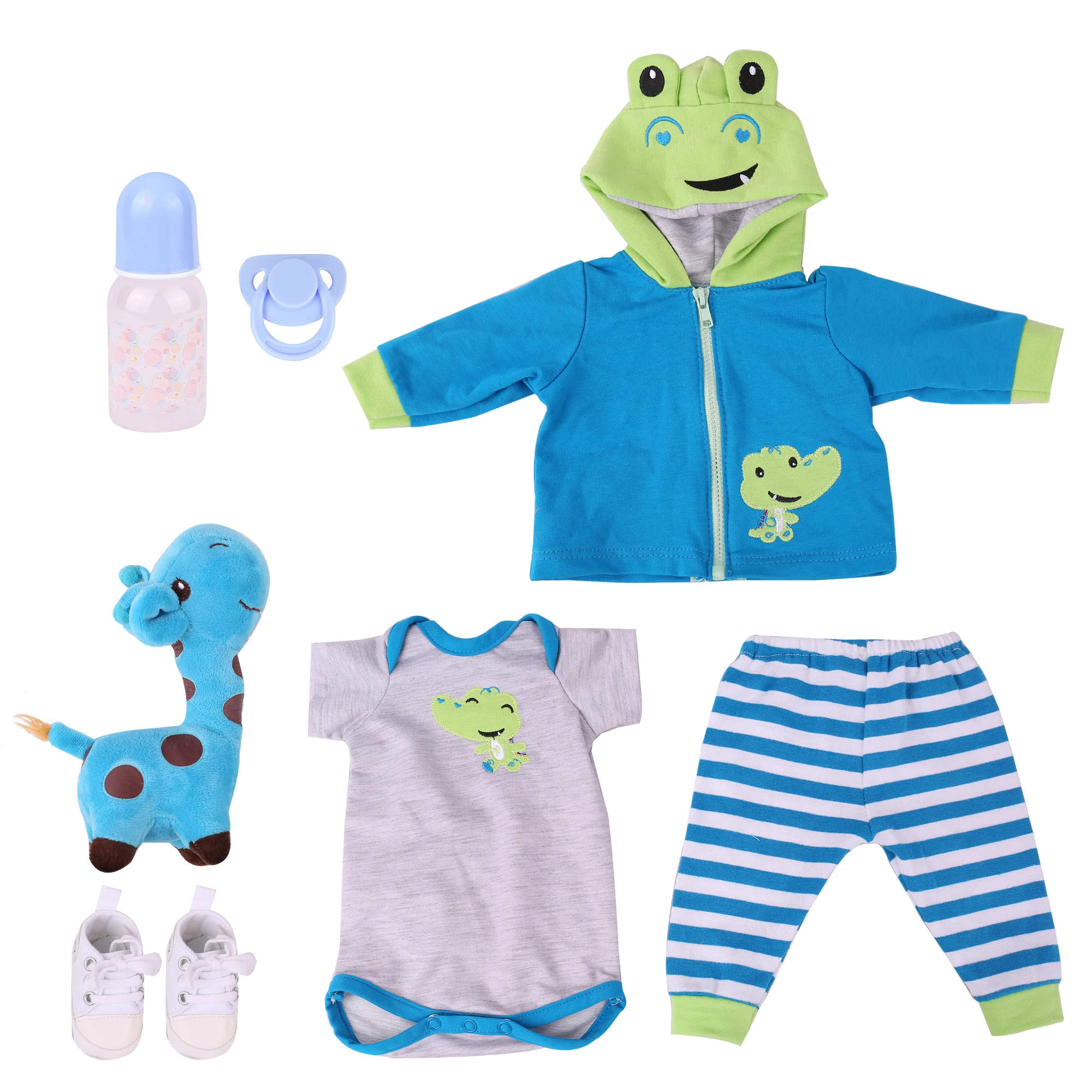 

42cm Bebe Reborn Baby Dolls Realistic Cloth Body Doll Frog Pattern Partner Kid Birthday Surprise Gifts With Box Fast Shipping