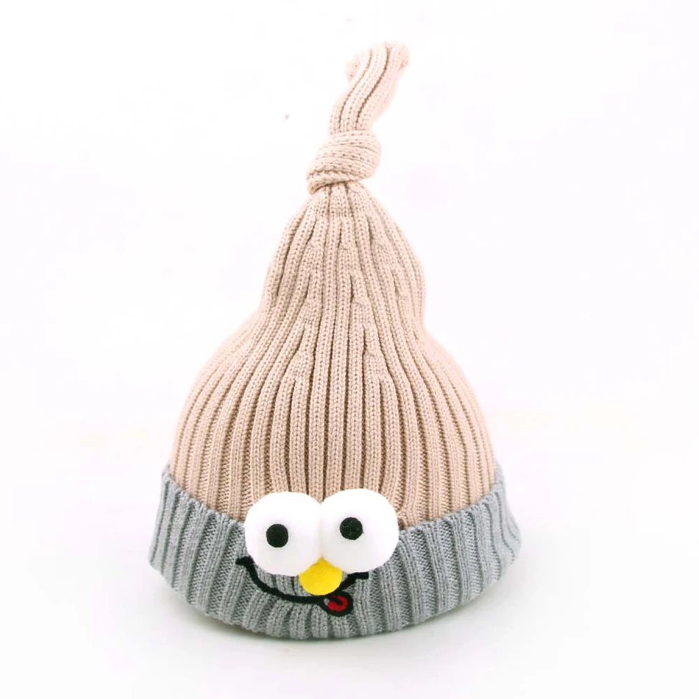 1 Pcs Acrylic Funny Kids Winter Knitted Hat Cute Cartoon Wizard Eye Shape Curled Knit Cap Bonnet Children Warm Beanie Hot Sale | Детская