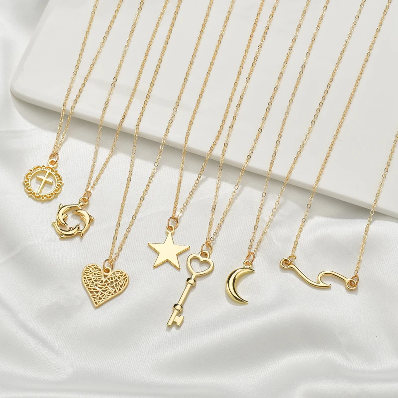 Ожерелье из Кореи ожерелье с кулоном в виде креста любовного ключа Луны сердца