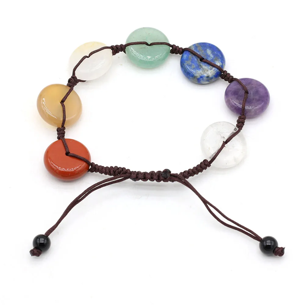 

7 Chakra Natural Stone Handmade Reiki Prayer Balance Beads Bracelets Men Women Adjustable Energy Reiki Healing Bangles Bracelet