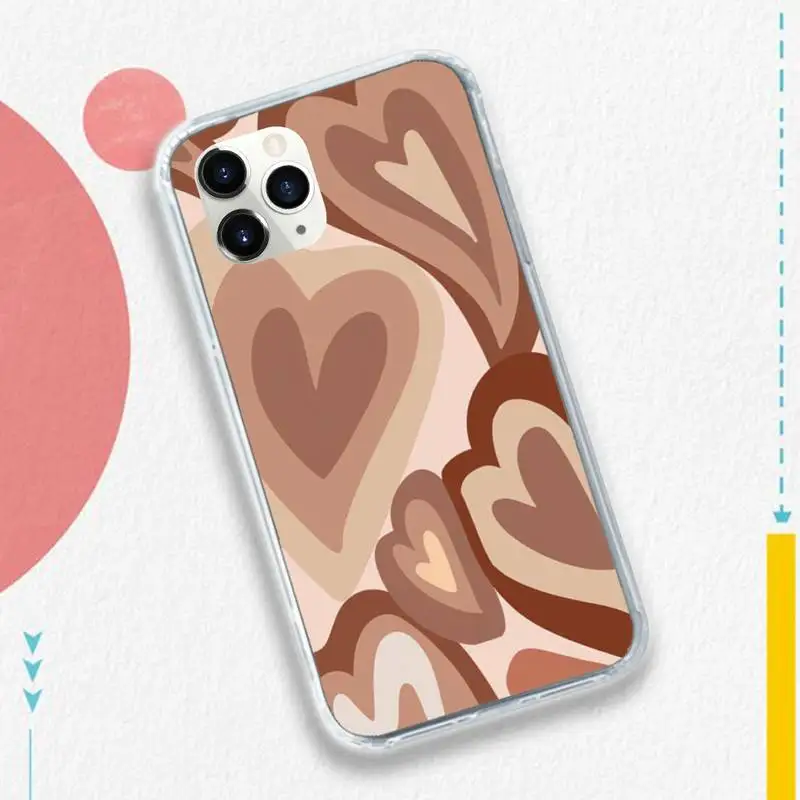 

Heart Circle Latte Love Coffee pattern Phone Case for iPhone 11 12 mini pro XS MAX 8 7 6 6S Plus X 5S SE 2020 XR