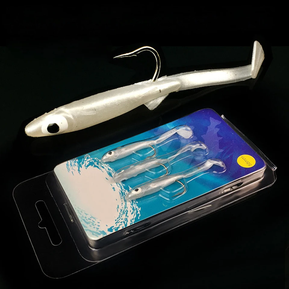 

3pcs/lot Fishing Lure Fish Eel Lure white Soft Baits with hook 5.5cm 0.7g Small Fish Eel artificial bait Pesca Leurre