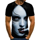 Летняя новая мужская футболка серии ужасов, футболка с 3D-принтом призраков и графическим принтом, модные футболки оверсайз с коротким рукавом и круглым вырезом, 2021