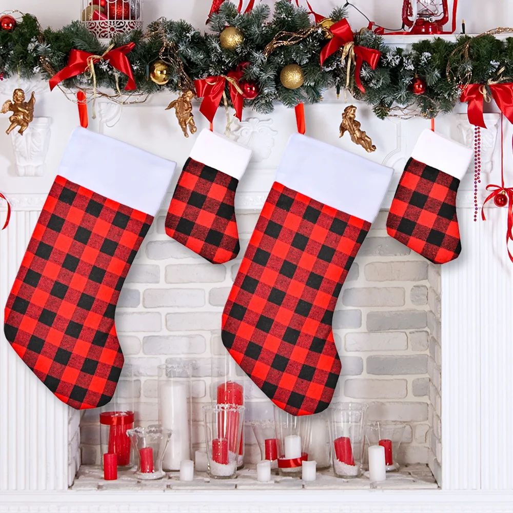 

Christmas Socks Candy Gift Bags Xmas Tree Decoration Children's Holiday Stockings Gifts For Home Navidad Door Ornaments Decor