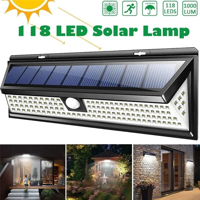 118 LEDs Lamp 118 светодиодный 270 лм градусов Садовый Солнечный светильник s Открытый водонепроницаемый IP65 светодиодный настенный светильник на солнечной панели солнечный светильник садовый датчик движения - Испускаемый цвет: 118 LEDs Lamp