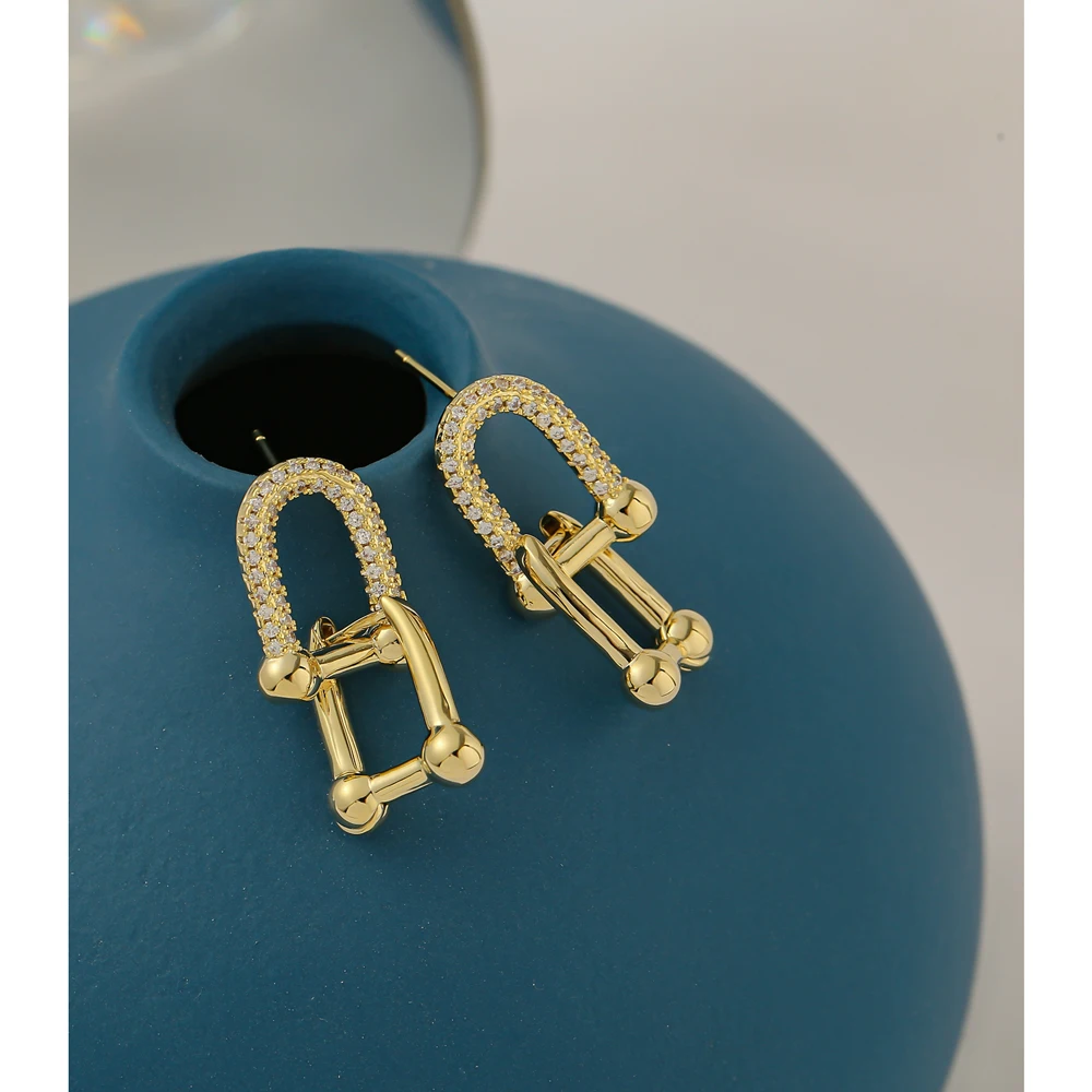 Серьги Yhpup изысканный Фианит в виде колец геометрической формы Западный бренд