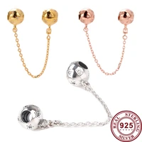 original 925 sterling silver bright star safety chain fit pandora women bracelet necklace diy jewelry