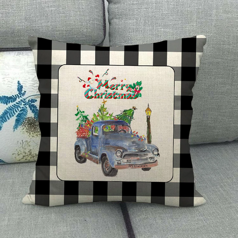 

18" Christmas Pillow Case Sofa Car Throw Cushion Flax Pillow Covers Home Decor