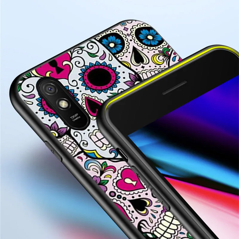 

Flower Skull Cat Silicone Cover For Xiaomi Redmi 9 9T 9C 8 7 6 Pro 9AT 9A 8A 7A 6A S2 5 5A 4X Plus Phone Case