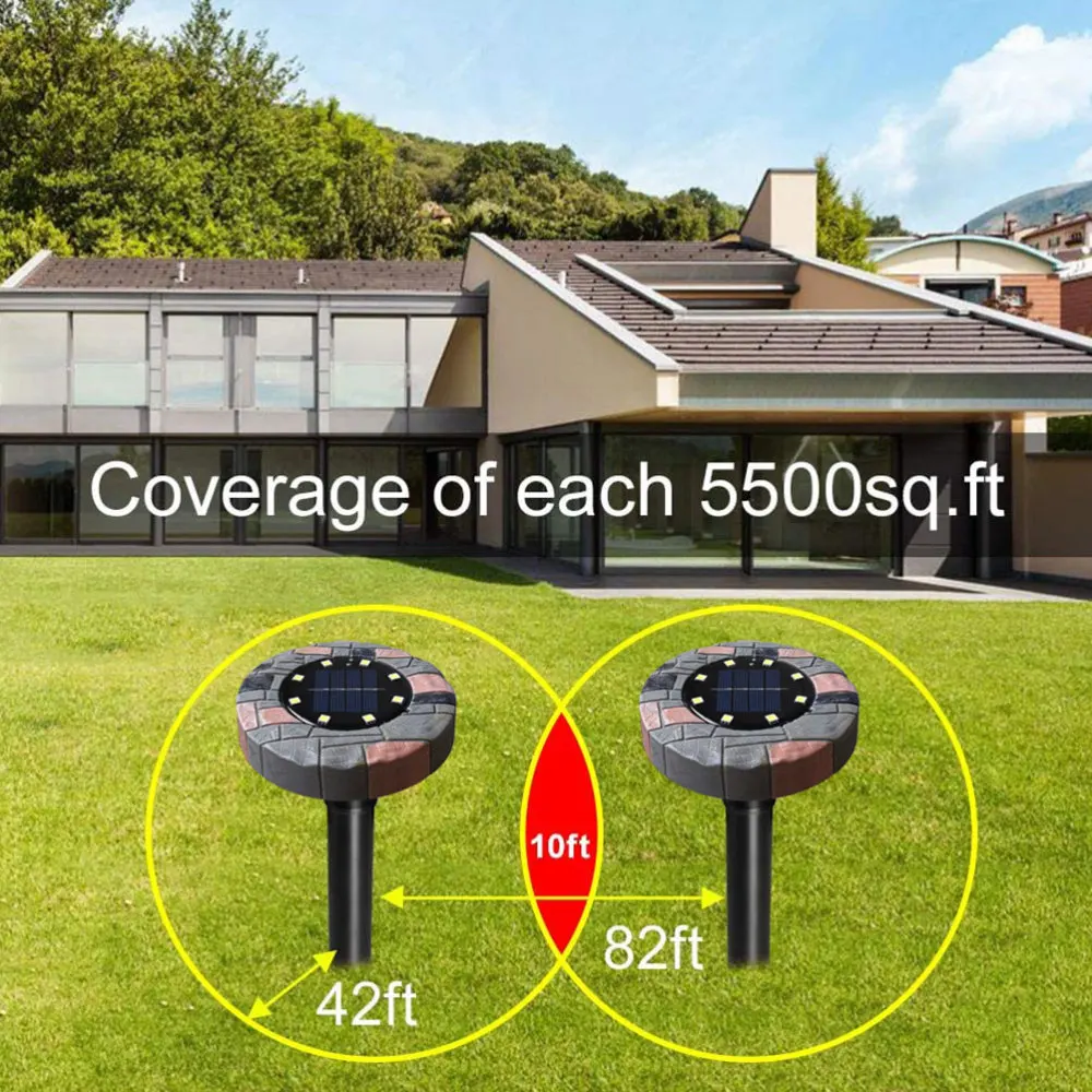 

2Pcs Solar Pest Repeller Ultrasonic Mice Snake Rodent Repeller Light for Yard