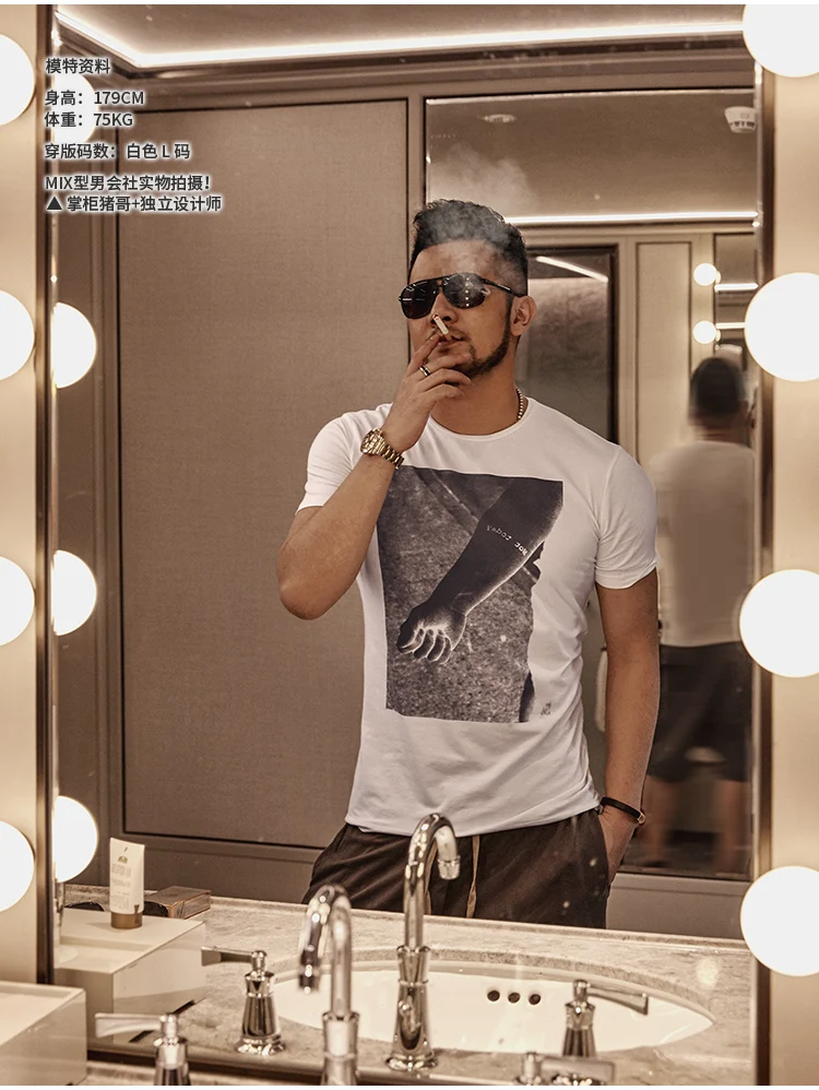 Смешанные мужские футболки Мужская Harajuku забавная футболка с рисунком хип-хоп 100%