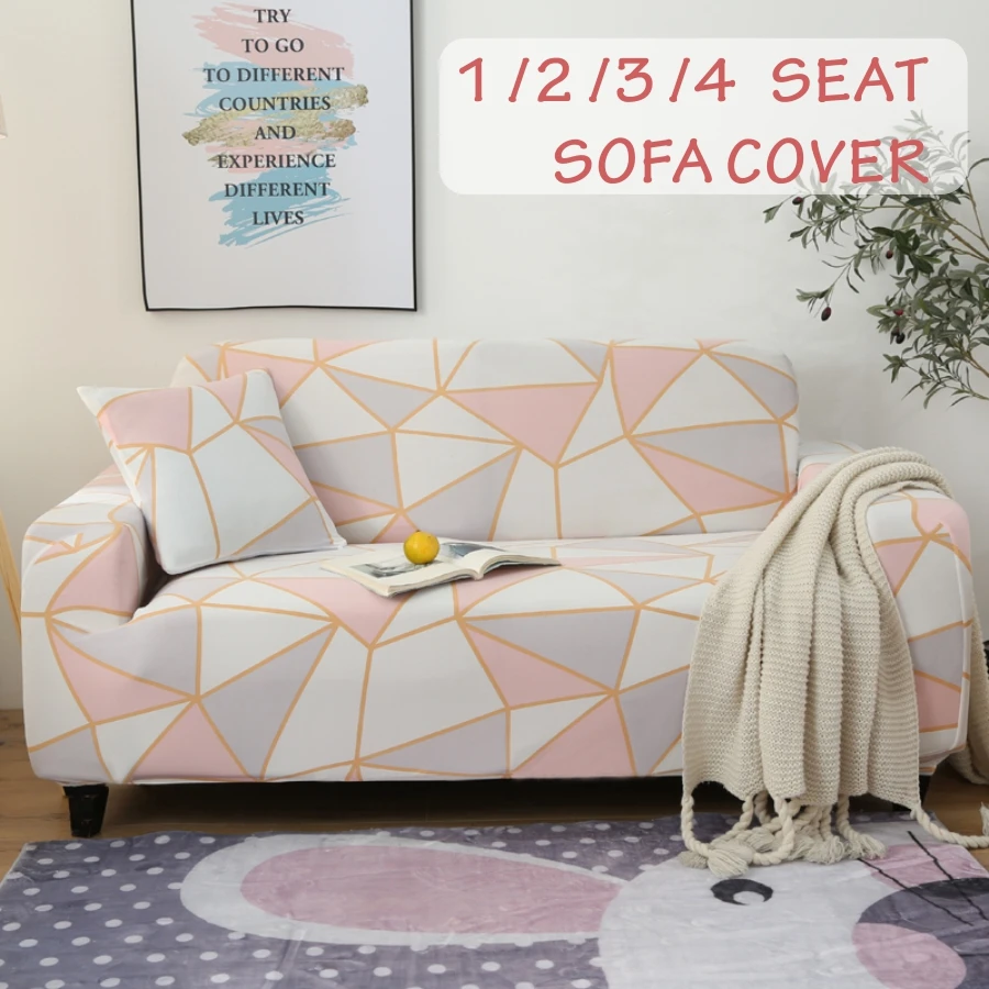 

Geometric Slipcovers Marble Pattern Sectional Elastic Stretch Sofa Cover for Living Room Couch Cover L Shape Armchair Cover