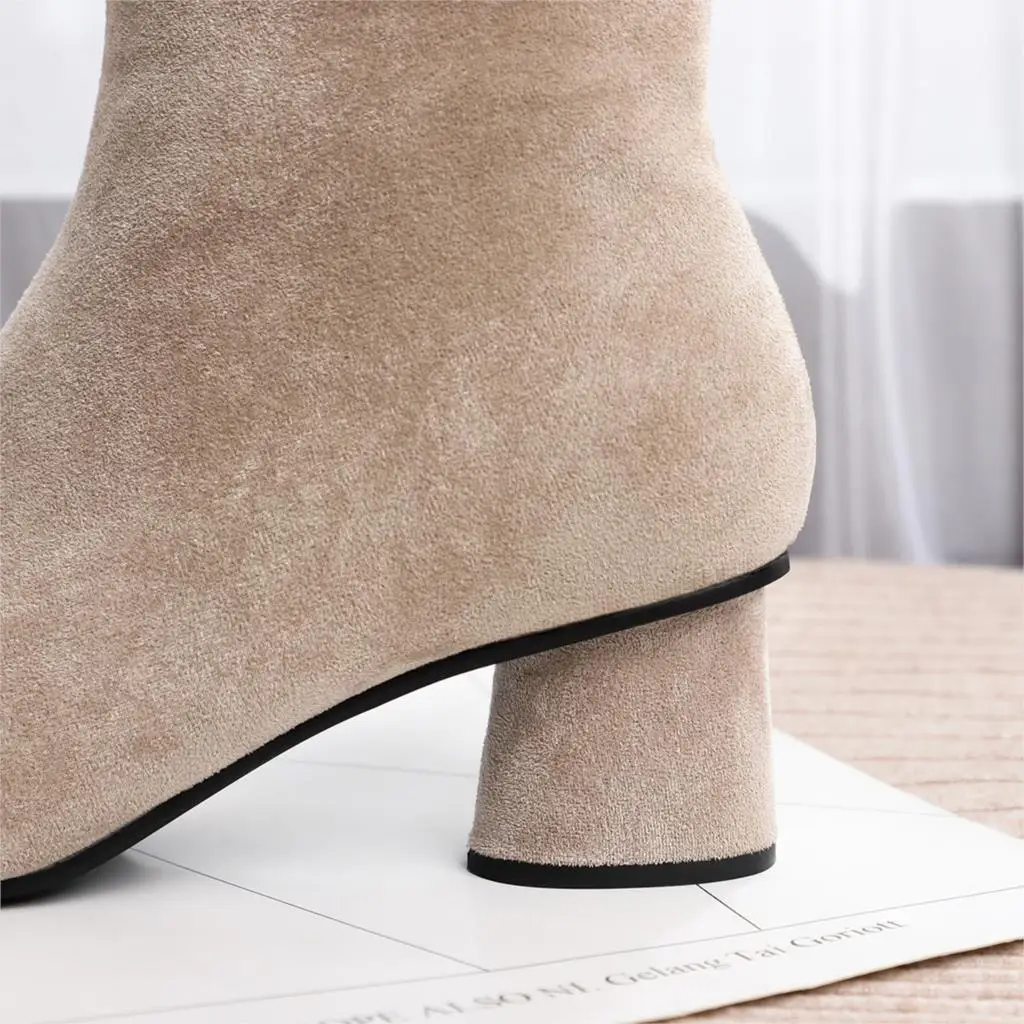 2019 г. Зимние ботинки женские модные однотонные Ботильоны на молнии с круглым