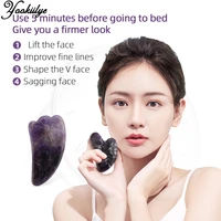 1pc natural amethyst jade massager gua sha board scraper purple crystal face lift massager gua sha scraping massage anti wrinkle