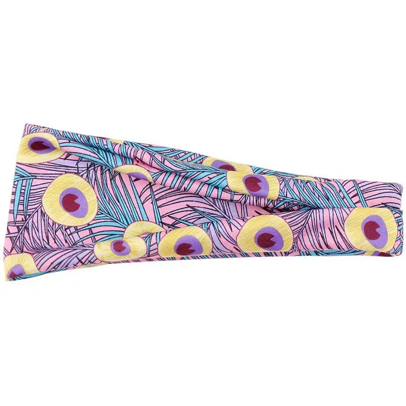 

Ladies Cross Rubber Band Headband Peacock Multicolor Headband Printed Cross Scarf with Sports Headband Face Wash Headband