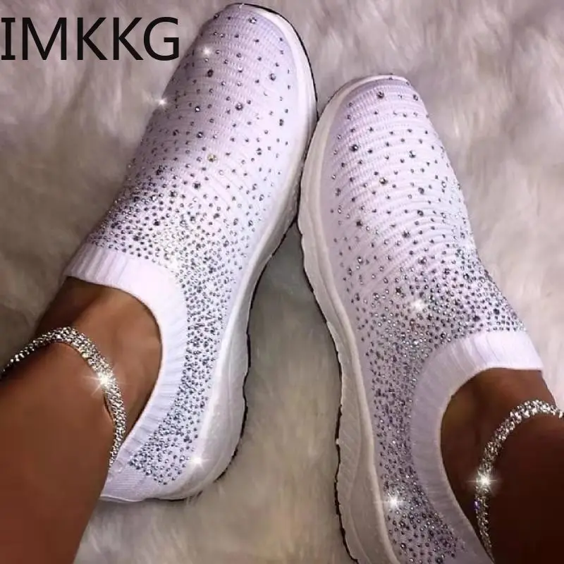 Женские кроссовки на вулканизированной подошве удобные вязаные лоферы плоской