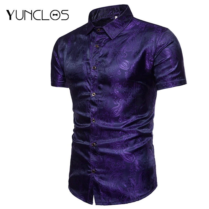 Мужская рубашка с коротким рукавом и принтом пейсли Размеры M- 3XL | одежда