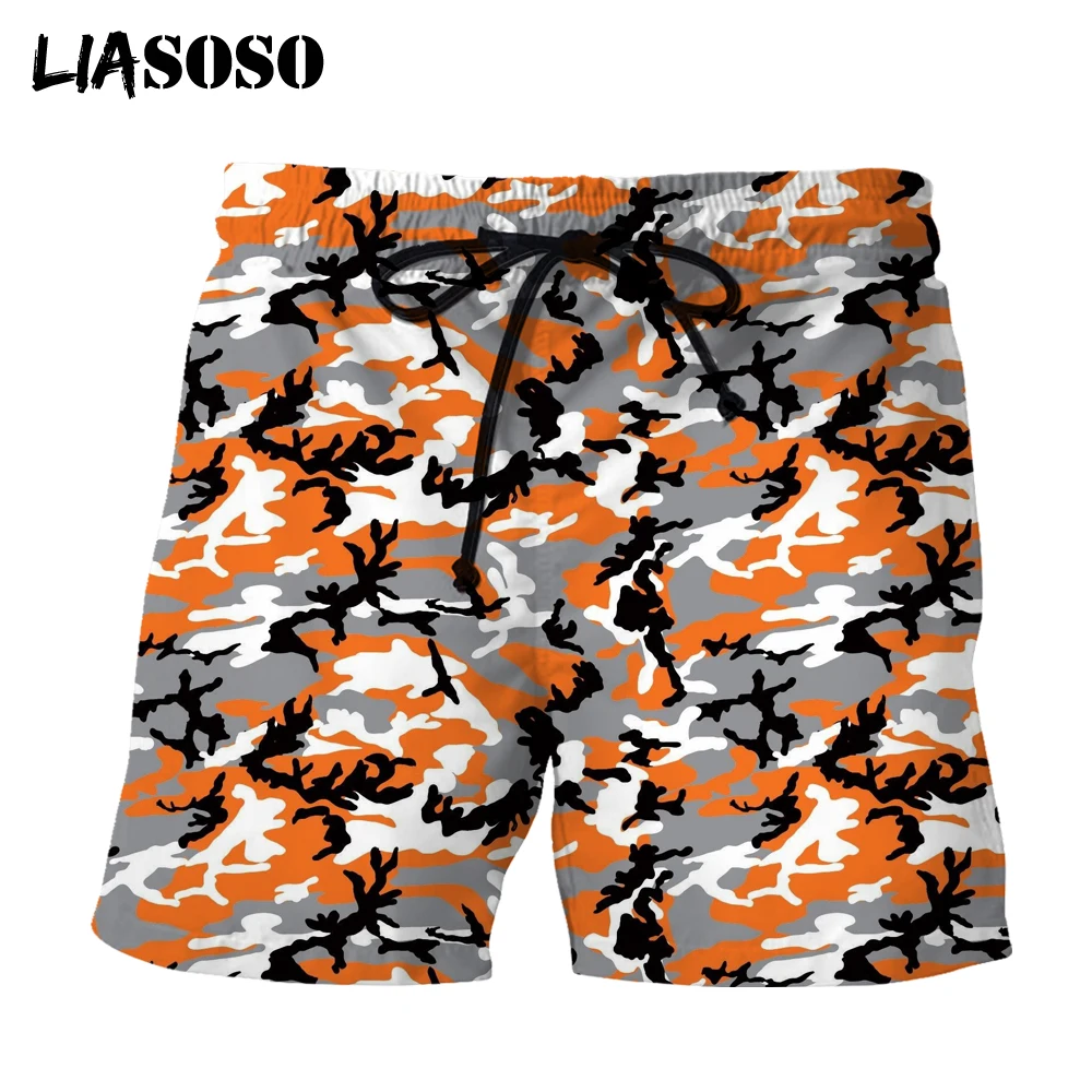 

LIASOSO 3D Print Military Camouflage Shorts Men Loose Short Pant Casual Summer Bodybuilding Pants Women Breathable Beach Shorts