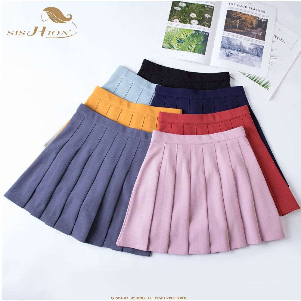 

SISHION Girl Pleated Tennis Skirt WF0255 High Waist With Underpants School Uniform Women Teen Cheerleader Badminton Summer Skirt